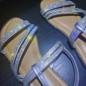 Rhinestone decor sandals